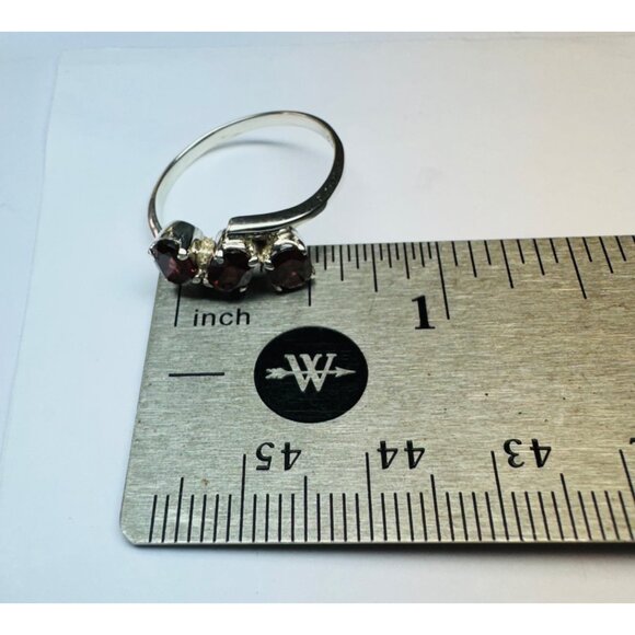 Brand New Triple Stone Garnet Sterling Silver 925 Women's Ring, Size 9, 2.2g - Picture 8 of 11